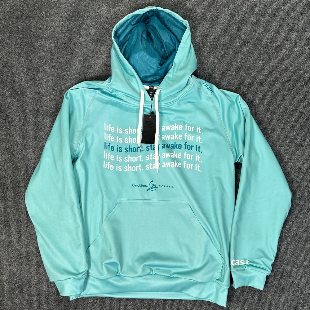 NWT UNRL x Caribou Coffee SilkSeries Hoodie Teal Men's Size S Performance